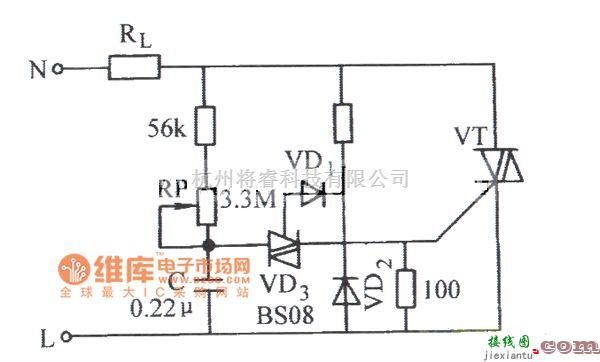 晶闸管控制中的双向晶闸管无滞后现象的相控电路图  第1张