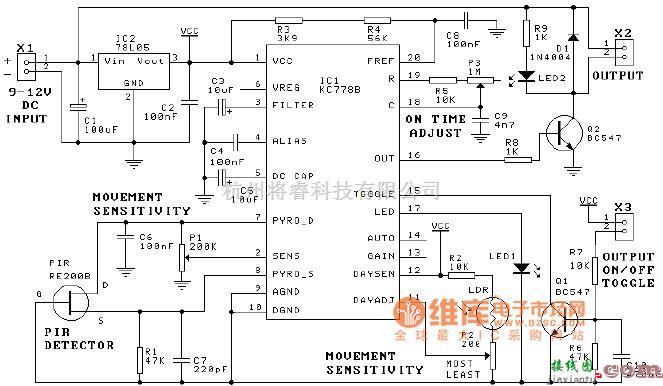 单片机制作中的KC778B-一种经济的PIR处理芯片电路图一  第1张