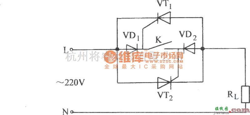 晶闸管控制中的普通晶闸管借用阳极电压触发电路图  第1张