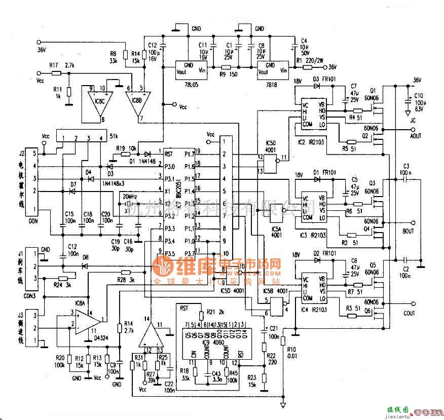 电机控制专区中的89C2051控制器电路图  第1张