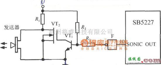 超声波传感器中的智能化超声波测距专用集成电路SB5227外围电路设计电路图  第1张