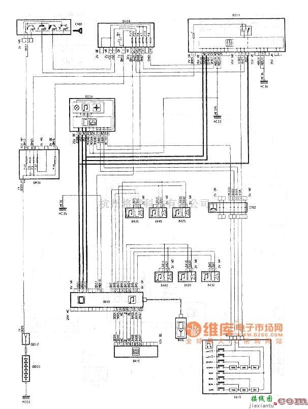 东风雪铁龙中的神龙毕加索2.0L发动机收放机电路图  第1张