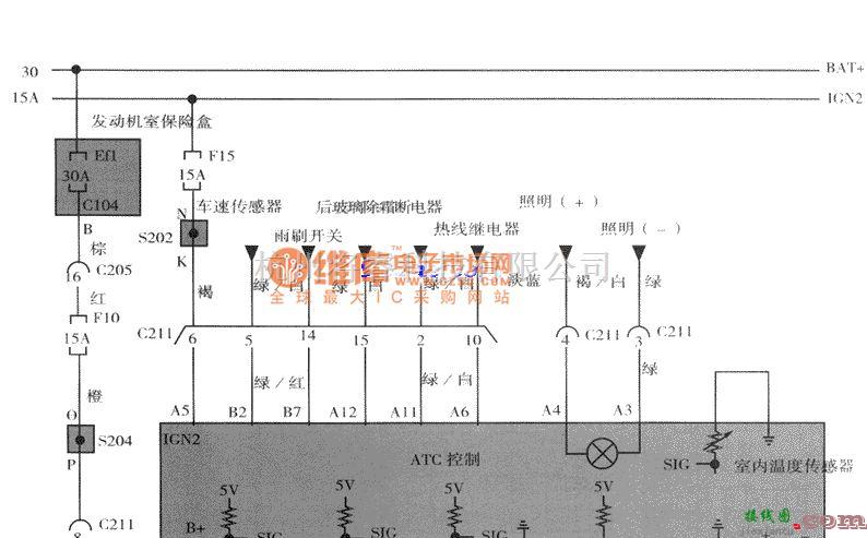 大宇中的大宇出风提板电机，传感器(外气，日射，水温)电路图  第1张