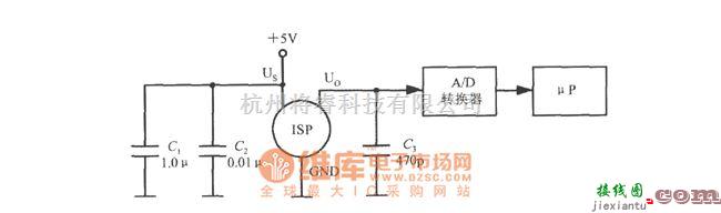 转速、角速度、加速度传感器中的由集成硅压力传感器MPX4100A构成的管道压力监测电路图  第1张