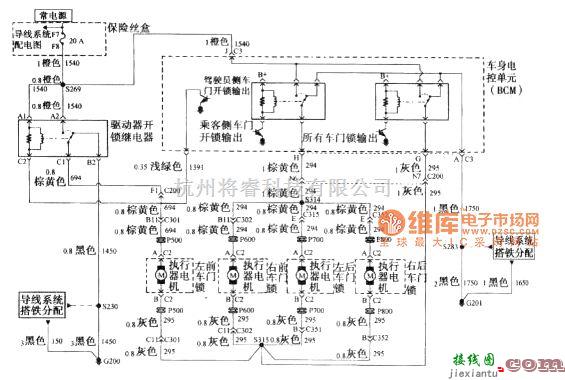 别克中的别克GL8汽车自动门锁输出电路图  第1张