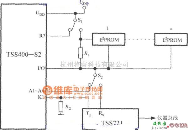 转速、角速度、加速度传感器中的低功耗可编程传感器信号处理器TSS400-S2的总线结构布局电路图  第1张