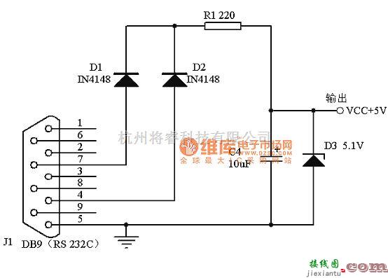 接口电路中的串口取电电路图-输出5V电路图  第1张