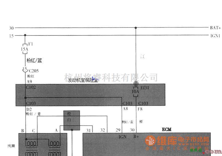 大宇中的大宇汽车电源、供给及DIS线圈，曲轴位置传感器电路图  第1张