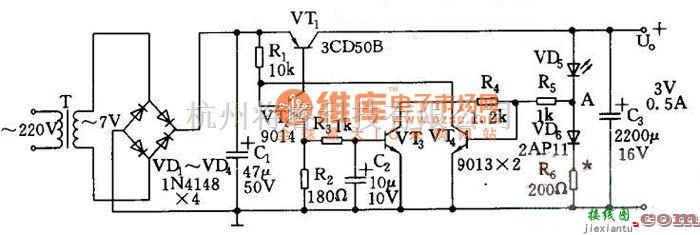 稳压电源中的3V稳压电源电路图  第1张