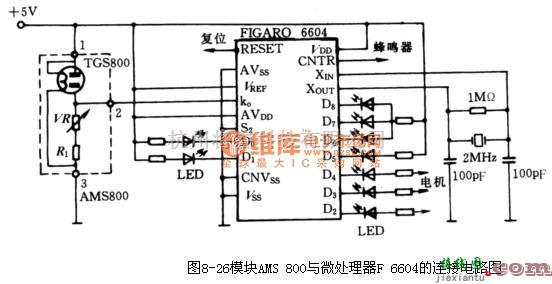 湿敏电路中的气敏传感器TGS 800为基础的模块AMS 800电路图  第1张