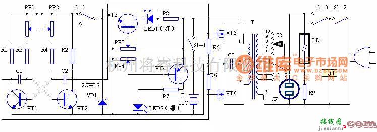 逆变电源中的100W VMOS管逆变电源电路图  第1张