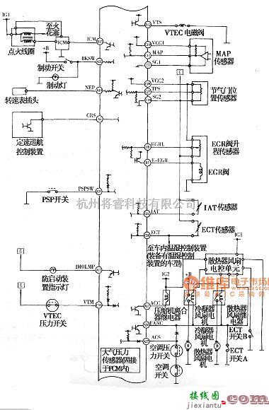 本田中的雅阁V6发动机电控系统电路图  第2张