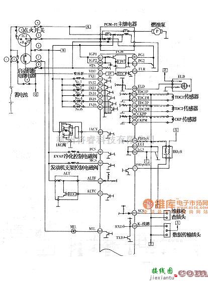 本田中的雅阁V6发动机电控系统电路图  第1张