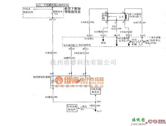 别克中的别克/GL8氧传感器、废气再循环和动力系统电控单元电路图  第1张