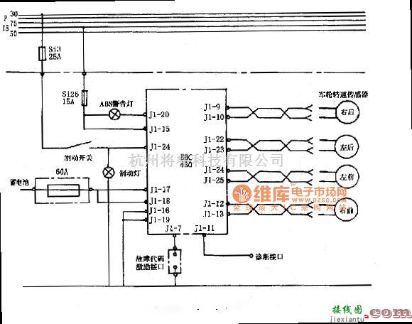 一汽中的一汽红旗防抱死制动系统(ABS)电路图  第1张