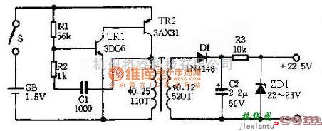 电源电路中的输入1.5V 可输出22.5V的电路原理图  第1张