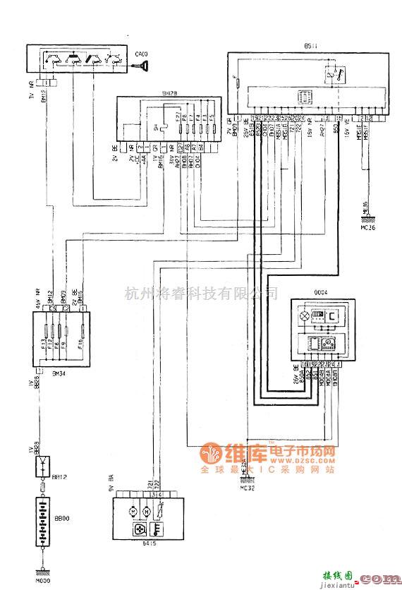 东风雪铁龙中的神龙毕加索2.0L轿车数字钟车外温度电路图  第1张