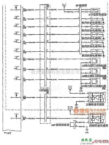 本田中的雅阁2003年款车型自动变速器电控系统电路图  第2张