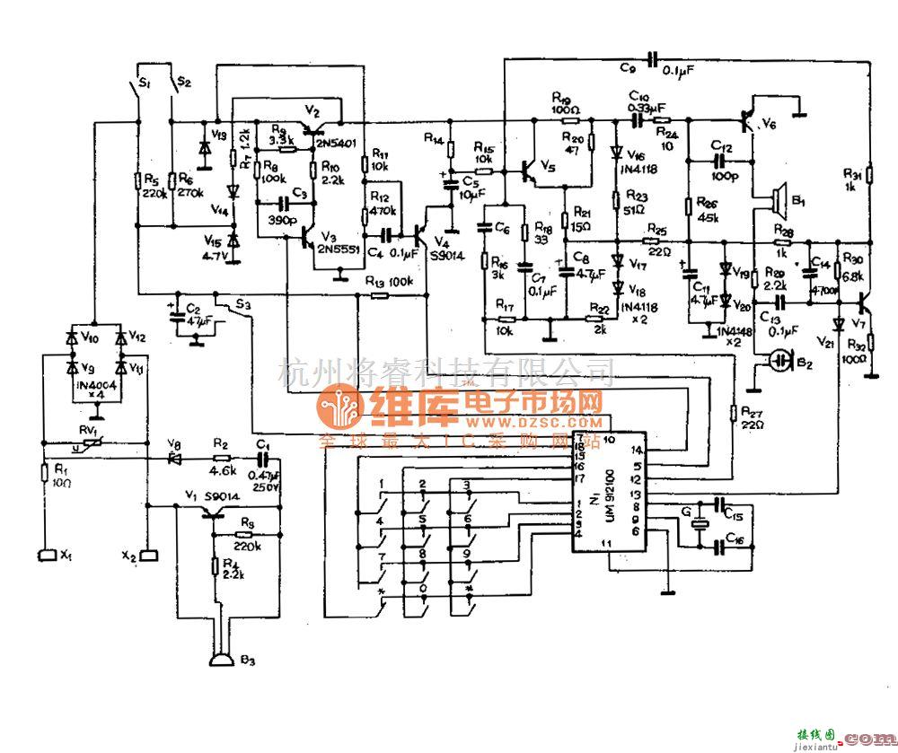 综合电路中的HA301P/T型电话机电路图  第1张