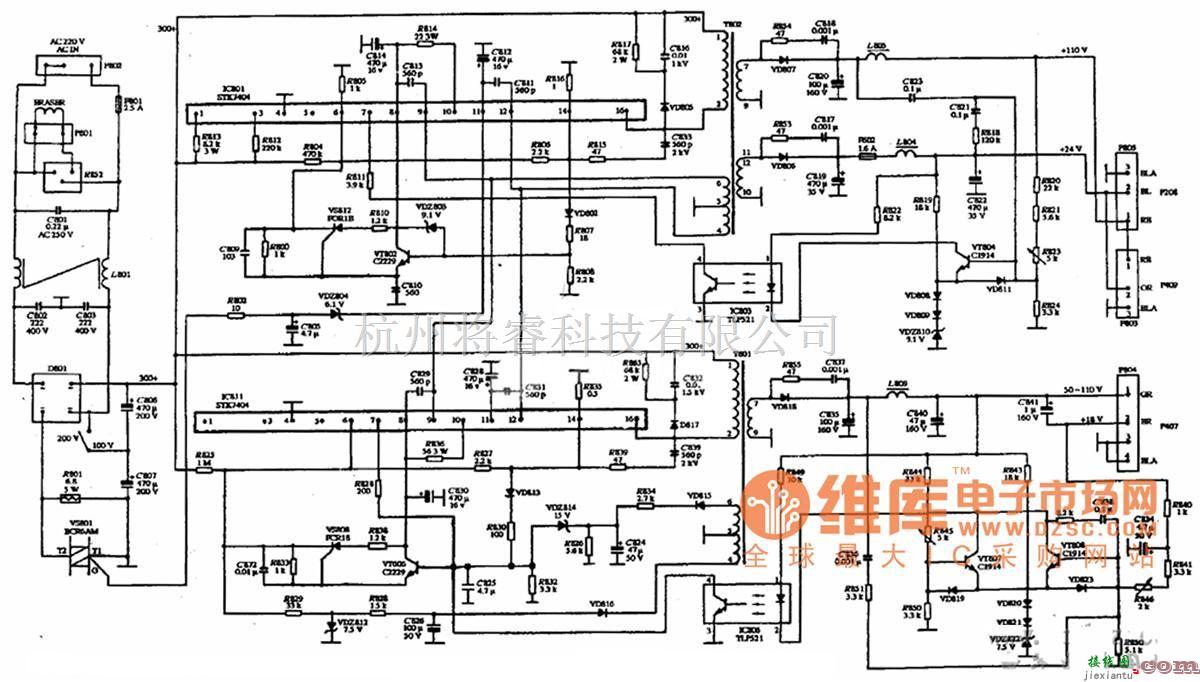 液晶显示及数显表电路中的SUPERSYNC MD-11III、1369、1505三种机型彩色显示器的电源电路图  第1张