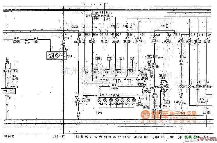 大众（上汽）中的桑塔纳2000系列轿车其他电气系统电路图  第4张