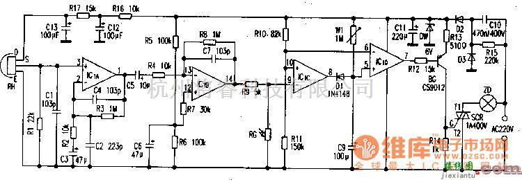 开关电路中的用LM324制作的低成本PIR开关电路图  第1张