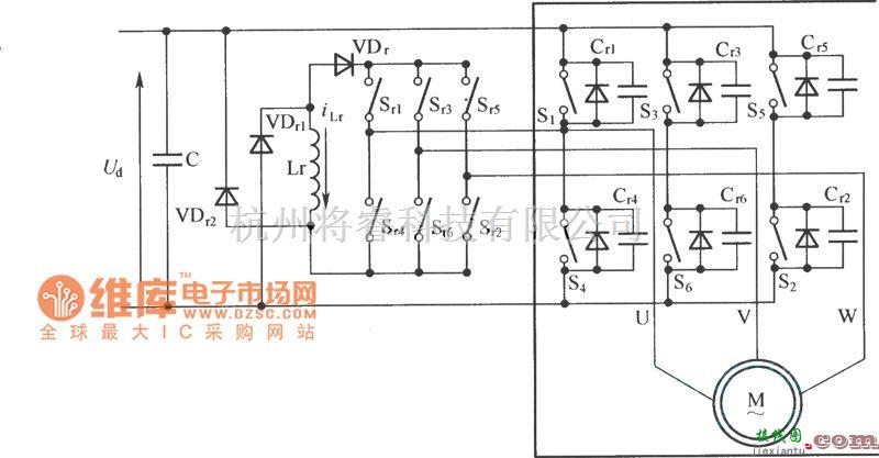 IGBT应用电路中的ZVT-PWM三相变频电源主电路结构示意电路图  第1张