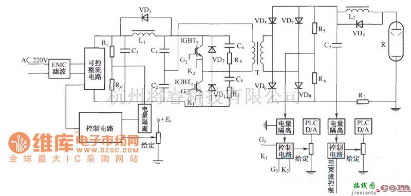 IGBT应用电路中的高压电源的主电路原理电路图  第1张