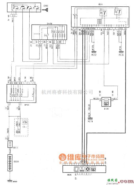 东风雪铁龙中的神龙毕加索2.0L轿车电热后风窗玻璃自动空调电路图  第1张