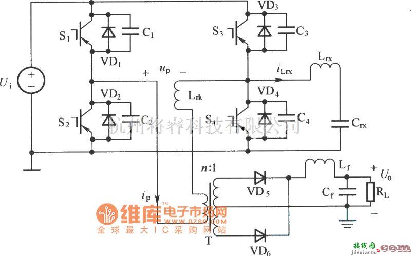 IGBT应用电路中的改进型全桥移相ZVS-PWM DC/DC电路图  第1张