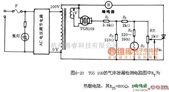 湿敏电路中的TGS 109与气体泄漏检测系统的电路图  第1张