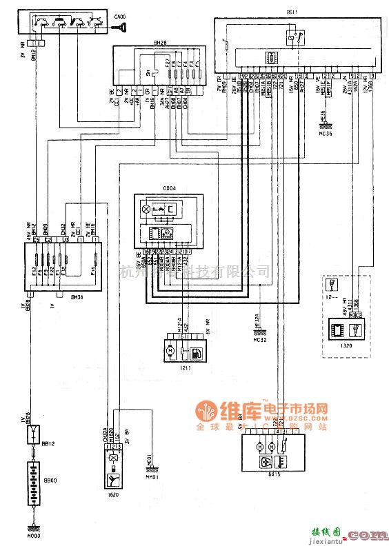 东风雪铁龙中的神龙毕加索2.0L轿车组合仪表电控单元电路图  第1张