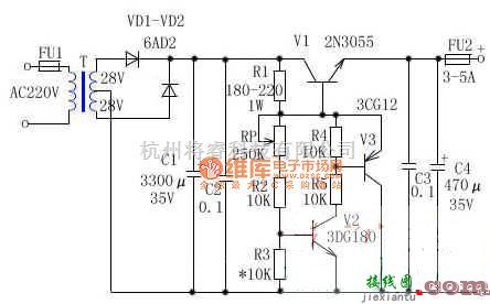 稳压电源中的自制可调稳压电源电路图  第1张