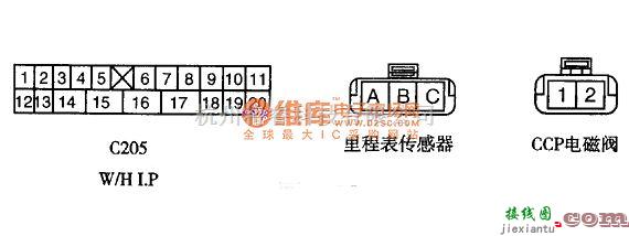 大宇中的大宇CCP里程表传感器　插头模样及单子编号电路图  第1张