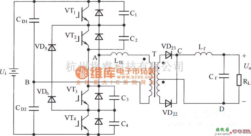 IGBT应用电路中的零电压开关三电平直流变换器电路图  第1张