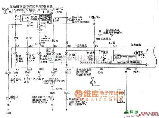 本田中的奥德赛组合仪表电路图  第1张