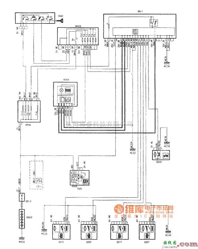 东风雪铁龙中的神龙毕加索2.0L轿车车门开关信息电路图  第1张