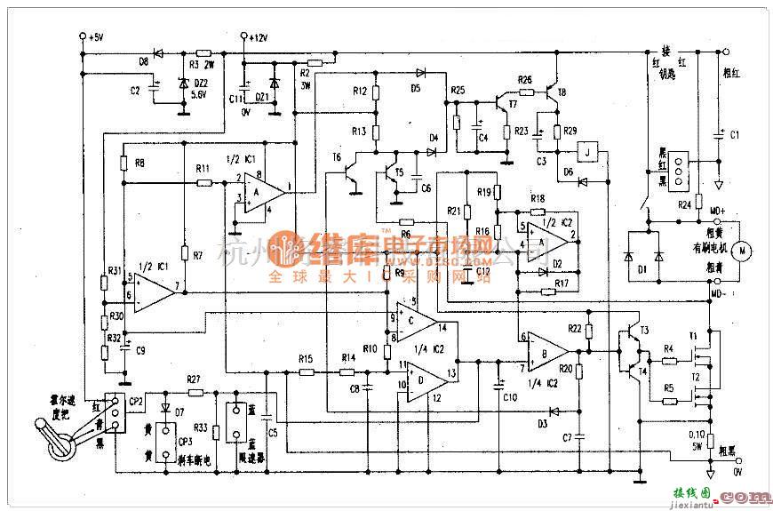 电机控制专区中的电动车有刷电机控制器电路图  第1张