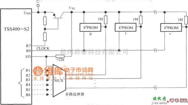 转速、角速度、加速度传感器中的低功耗可编程传感器信号处理器TSS400-S2与E2PROM的接线电路图  第1张