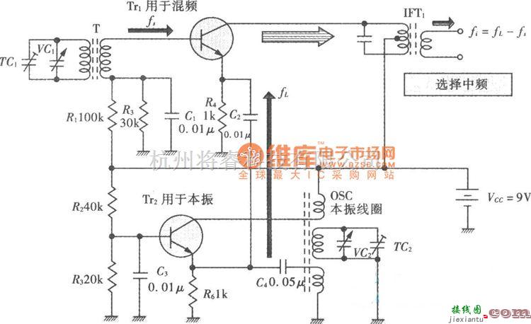 频率合成器中的他激式频率变换电路图  第1张