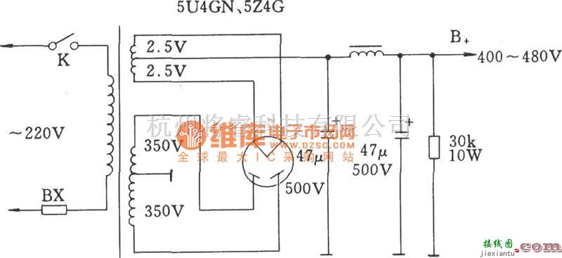 电子镇流器中的电子管高压电路图  第1张