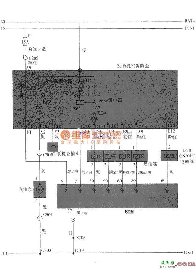 大宇中的大宇汽车汽油泵，燃油喷射电路图  第1张