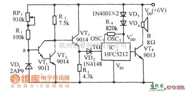 自动控制中的电动机过热语言报叫电路图  第1张