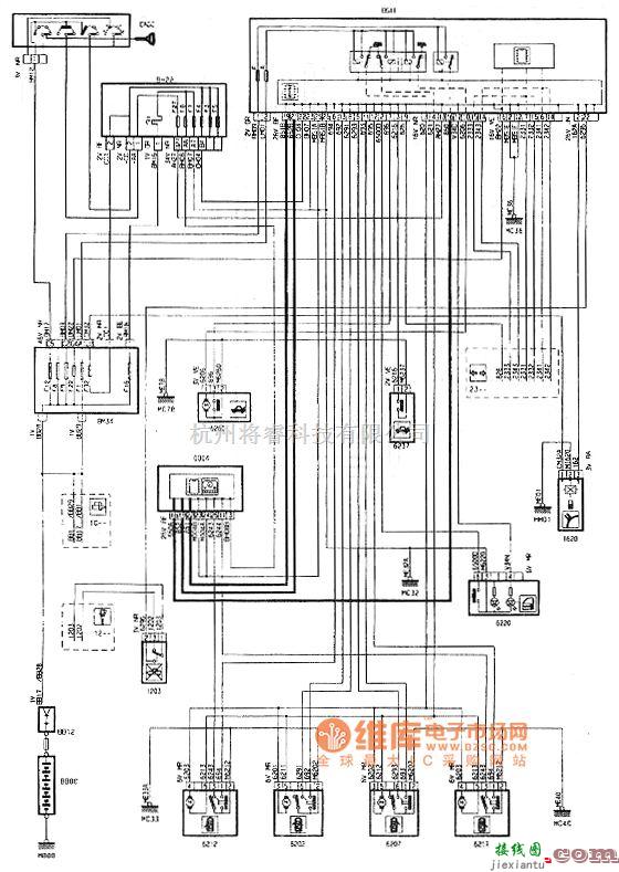 东风雪铁龙中的神龙毕加索2.0L轿车中央门锁电路图  第1张