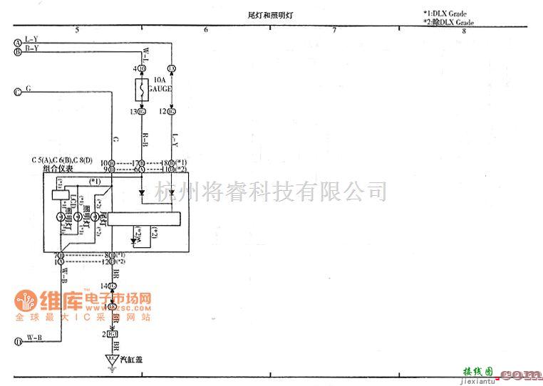 一汽中的威驰尾灯和照明灯电路图  第2张