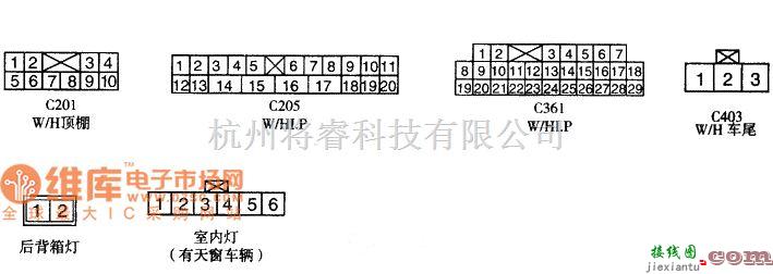 大宇中的大宇有天窗车车辆插头模样及单子编号电路图  第1张