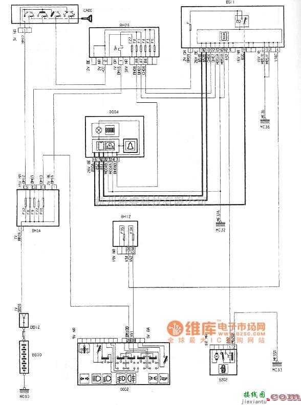 东风雪铁龙中的神龙毕加索2.0L轿车灯未关警报蜂鸣器电路图  第1张