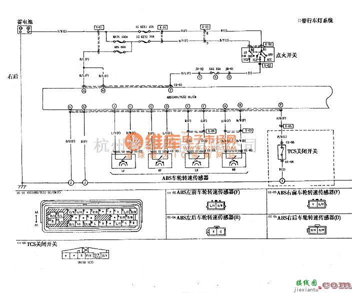 宝马中的M6轿车防抱死制动系统(ABS)/牵引力控制系统(TCS)电路图  第2张