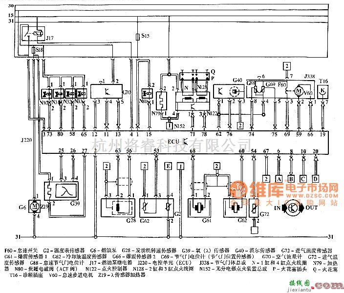 大众（一汽）中的捷达王5V发动机电路图  第1张