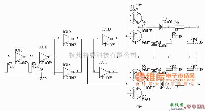 电源电路中的单电源转换正负电源电路图  第1张